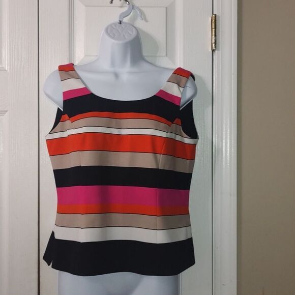 Kasper sleeveless striped casual business blouse  Sz 8 - Picture 1 of 4